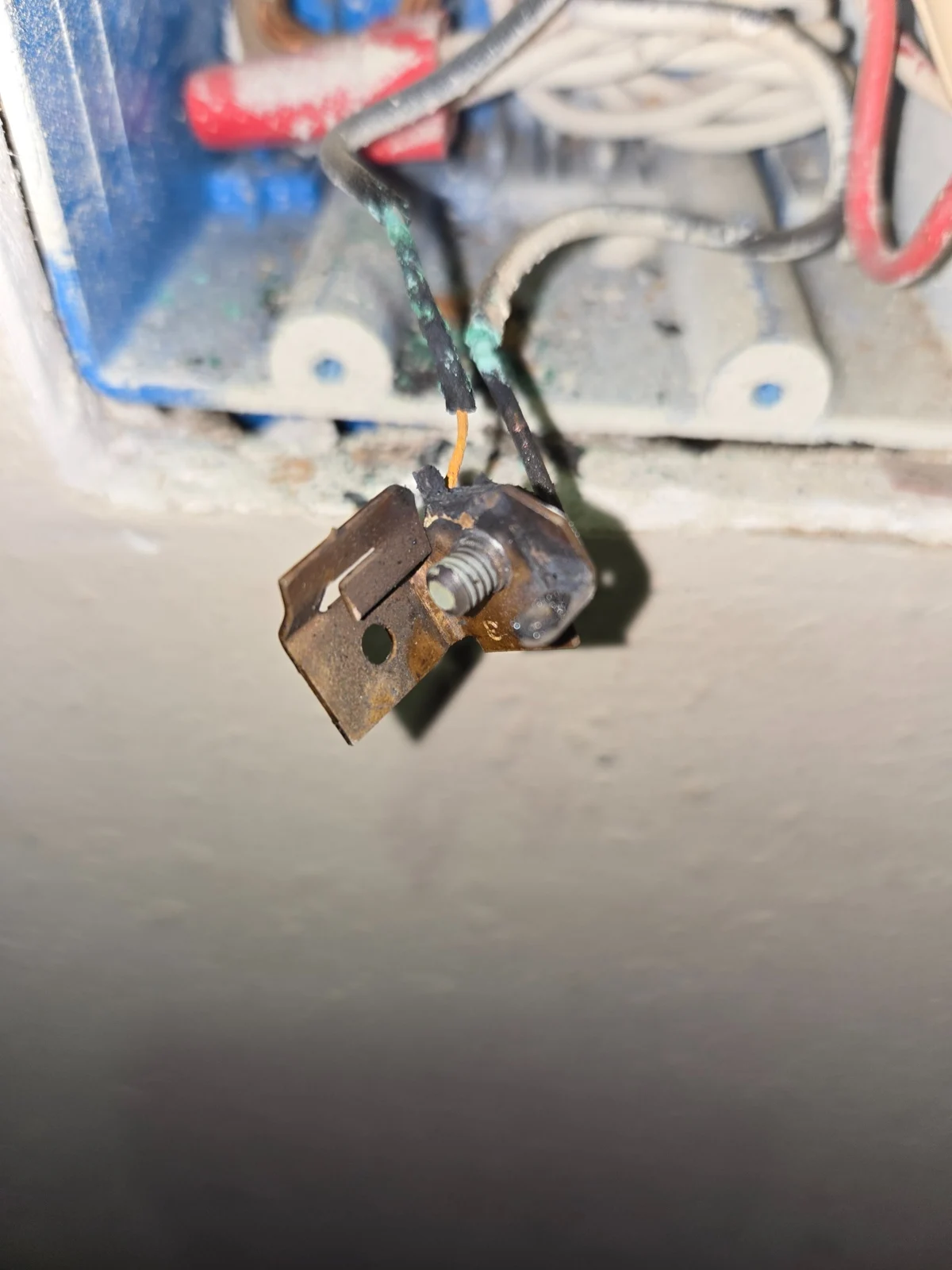 Damaged receptacle or connection found during electrical service