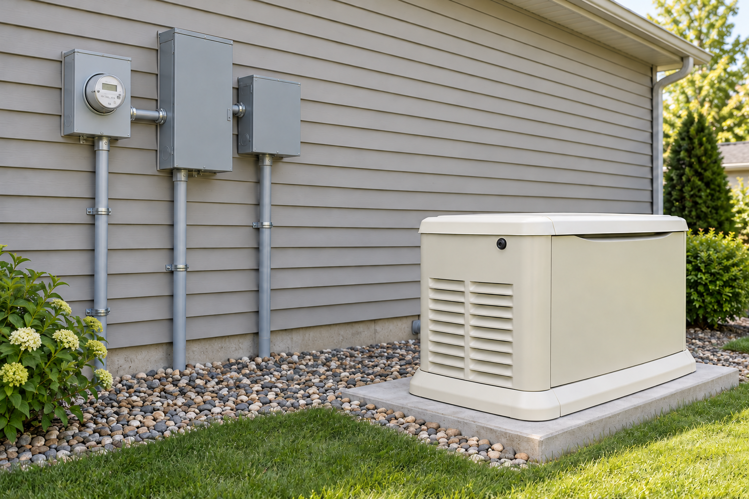 Illustrative residential standby generator installation